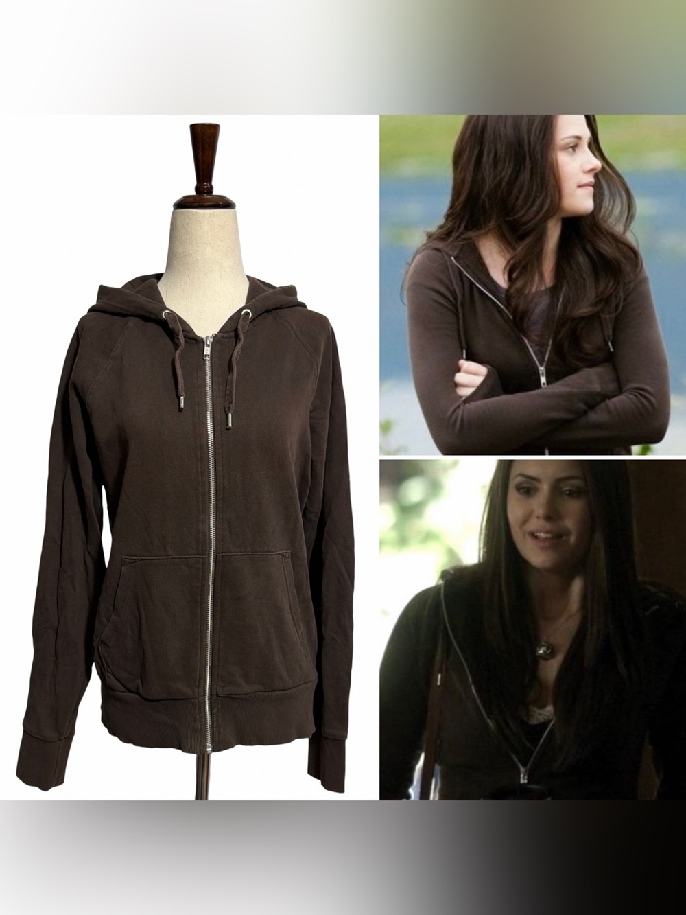H&M • Chocolate Brown Zip Up Hooded Sweatshirt ASO Bella Swan & Elena Gilbert